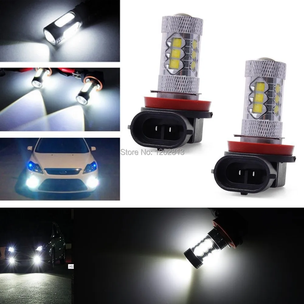 2x Bombilla фару фары H8 H11 80 Вт светодиодный супер бланка огни Luz противотуманные лампы