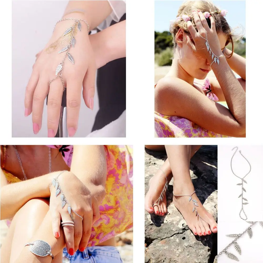 Универсальные браслеты простой браслет в стиле ретро с металлическими листьями