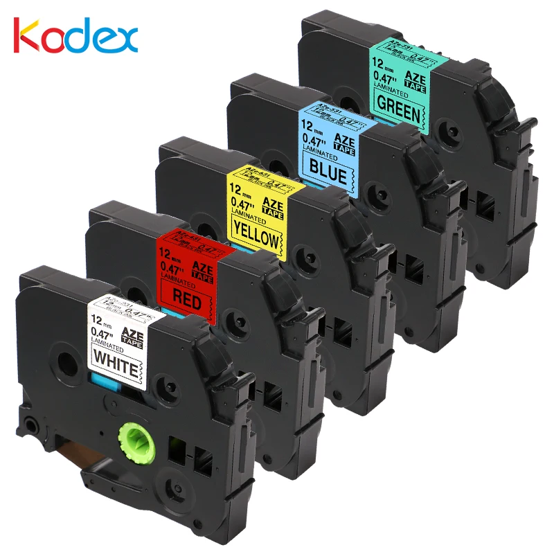 Лента Kodex 12 мм ламинированная белая желтая для ленты Brother Ptouch tze231 tze431 tze531 tze631 tze731 tze