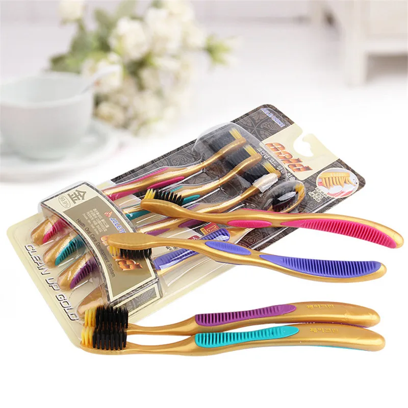 Высокое качество 4 шт. Ультра мягкий бамбуковый зубная щетка из древесного угля