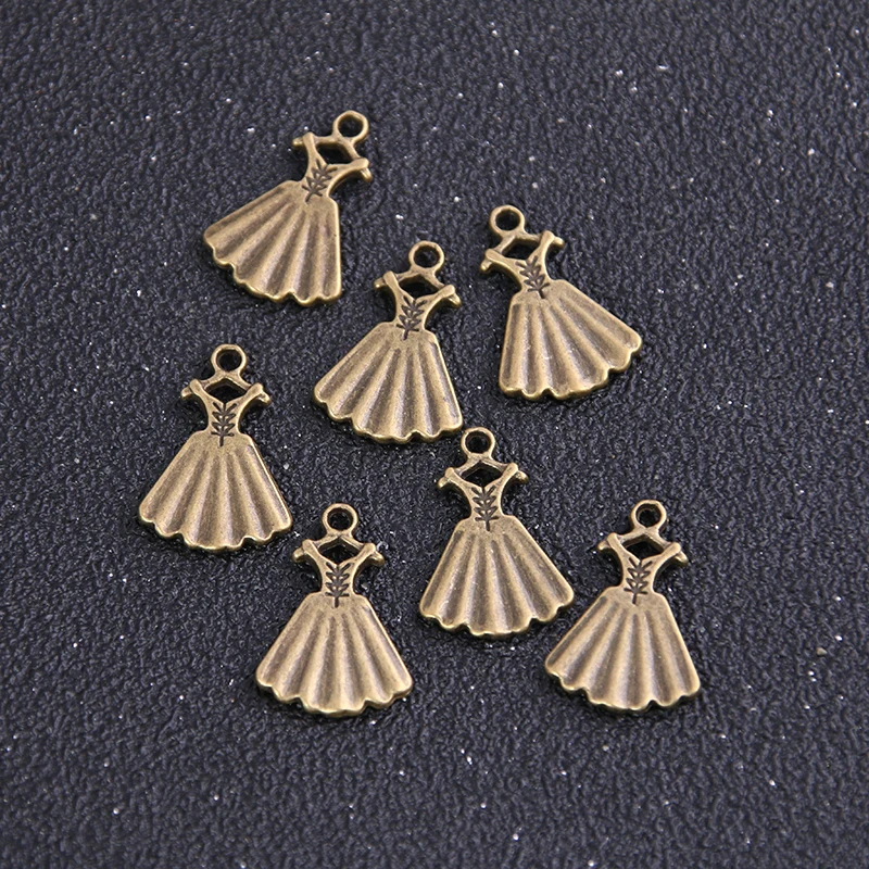 12PCS New Product Two Color French Retro Girl Skirt Charms Pendant Jewelry Metal Alloy Marking | Украшения и аксессуары