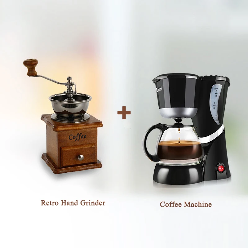 with grinder Американский кофейный кап-кап Кофе машина анти-сушки Чай машина для изготовления стаканчиков подходит для Семья или офиса просты в эксплуатации Кофе чайник - Цвет: with grinder