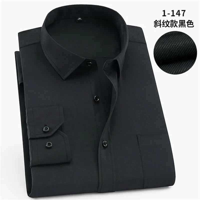 1-147 Новинка, мужские рубашки,, одноцветные, размера плюс, 8XL, облегающие, хлопок, длинный рукав, мужская повседневная рубашка, весна, осень - Цвет: 1-147