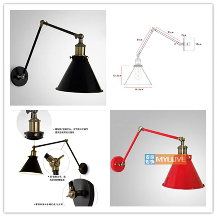 Винтажное промышленное настенное бра в стиле ретро наружное освещение черный