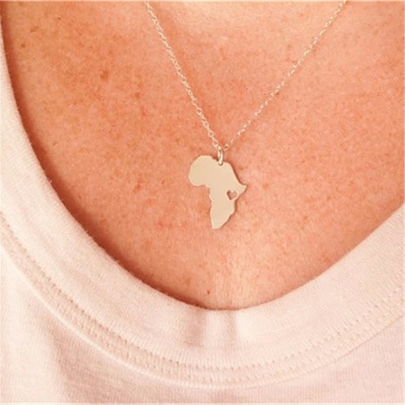 50 шт Горячая продажа контур Африка Карта с сердцем ожерелье страны Южной Африки