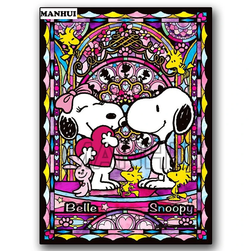 MANHUI DIY Diamond Painting Embroidery Cartoon Dog Cross Stitch Crowned Crane Manual Paste Decorations AKT299 | Дом и сад