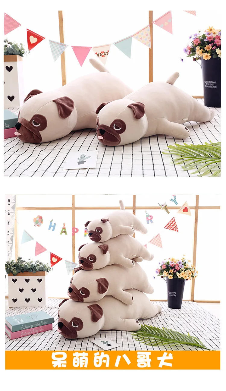 Новые милые животные Kawaii собака кукла подушка для сна подарок на день рождения ребенок девочка мягкий, укачивающий Мопс Stuffedl 55 см
