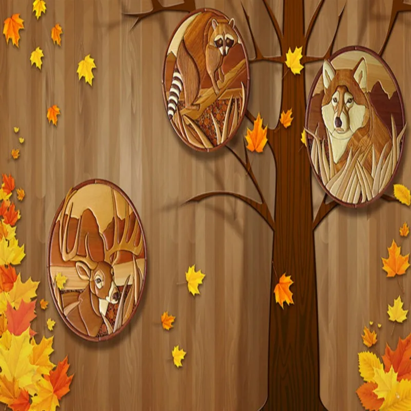 Обои 3dwallpaper 3d на заказ осенние деревянные рельефные ТВ фон настенная спальня