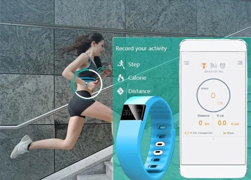 Bluetooth Smart Часы-браслет Поддержка пить напоминание здоровья фитнес-трекер