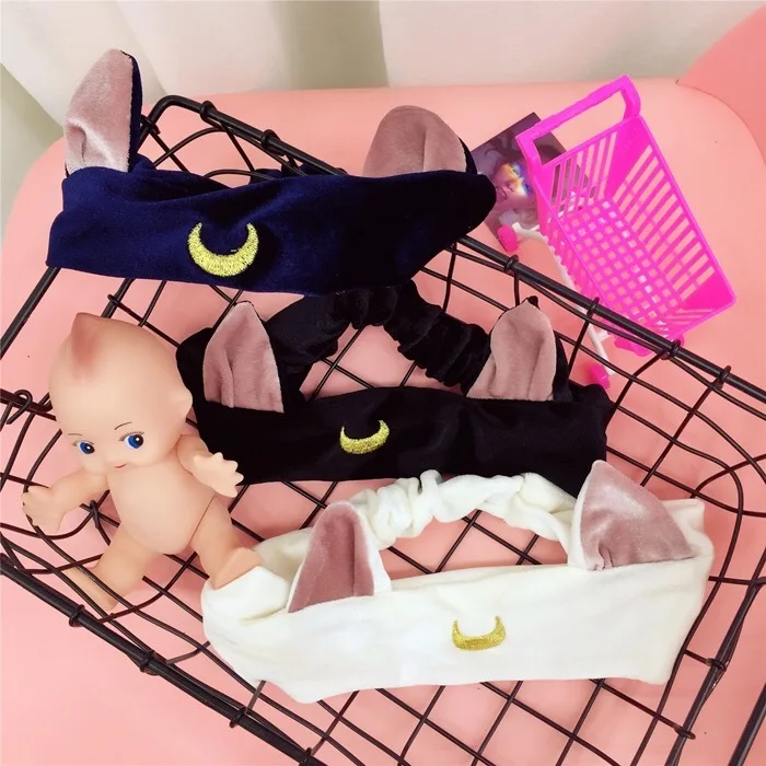 Обруч для волос кошачьи ушки уши моющиеся лицо кошачья Луна кошка обруч
