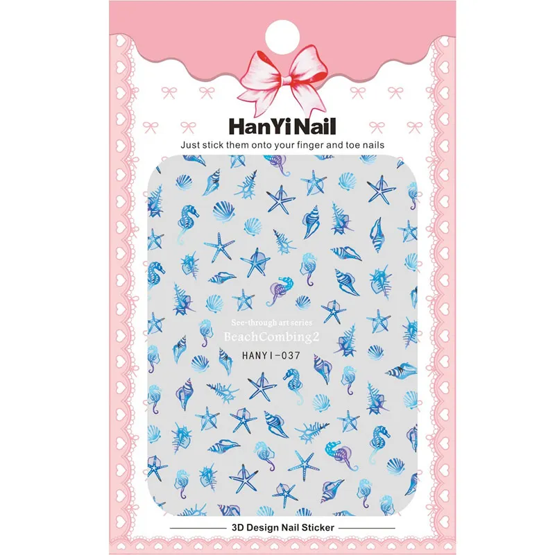 3D наклейки для ногтей красочные летние кончи гиппокамп Морская звезда Harajuku