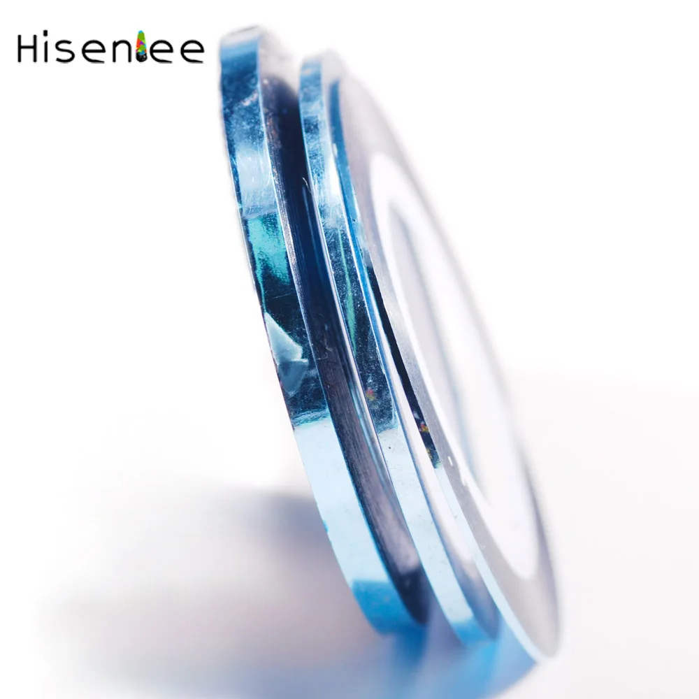 Hisenlee 3 рулонов 1 мм 2 мм 3 мм Nail Art Блеск съемная лента для линии, полосы инструменты для украшения ногтей клей наклейки для маникюра - Цвет: light blue