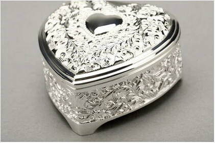 silver plated fashion Heart-shaped wedding decoration ring box jewelry boxes display holder Z011 | Дом и сад