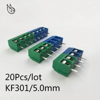 20pcslot kf301 5 0 2p kf301 3p kf301 4p pitch 5 0mm straight pin 2p 3p 4p screw pcb terminal block connector blue green