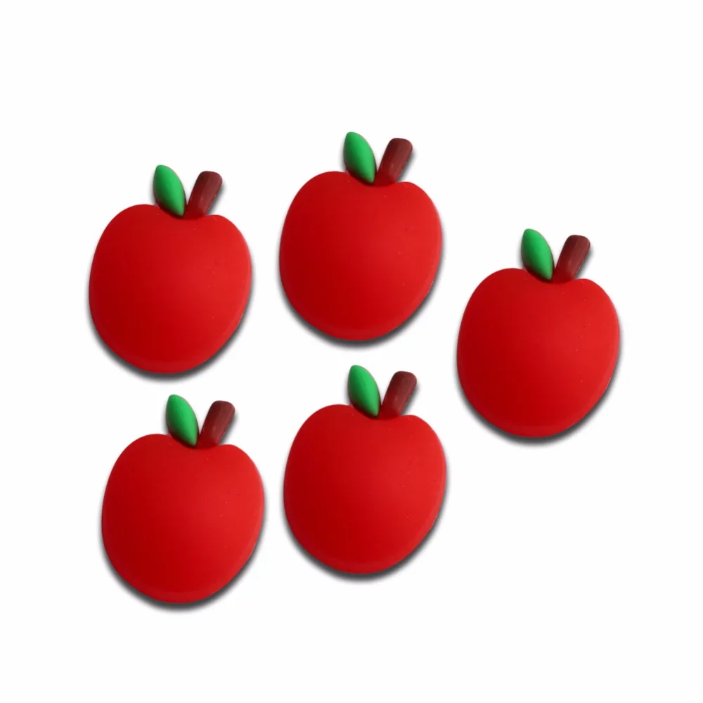 

20Pcs Red Silicon Apple Decoration Crafts Kawaii Cute Flatback Cabochon Embellishments For Scrapbooking DIY Accessories