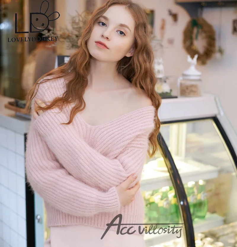 LOVELYDONKEYgenuine mink cashmere sweater women  cashmere pullovers knitted  jacket Customized color free shippingM692