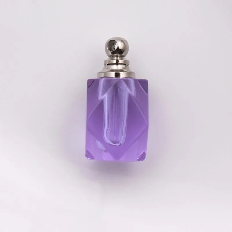 S-diamond-purple 1 шт кристаллический флакон кулон Миниатюрный флакон духов талисманы формирование микрорельфа имени на рисе искусство эфирное масло талисманы ожерелье кулон - Окраска металла: S-diamond-purple