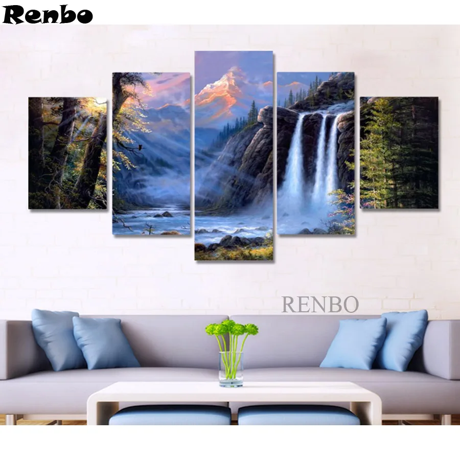 

Mazayka diy Алмазная вышивка гор/водопадов 5 шт. алмазная живопись крестиком Алмазная мозаика полная квадратная вышивка искусство