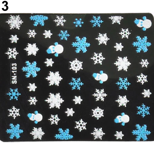 Unique 1 Sheet 3D Snowflakes Snowman Nail Art Salon Stickers Tips DIY Decals Decorations Accessories | Красота и здоровье