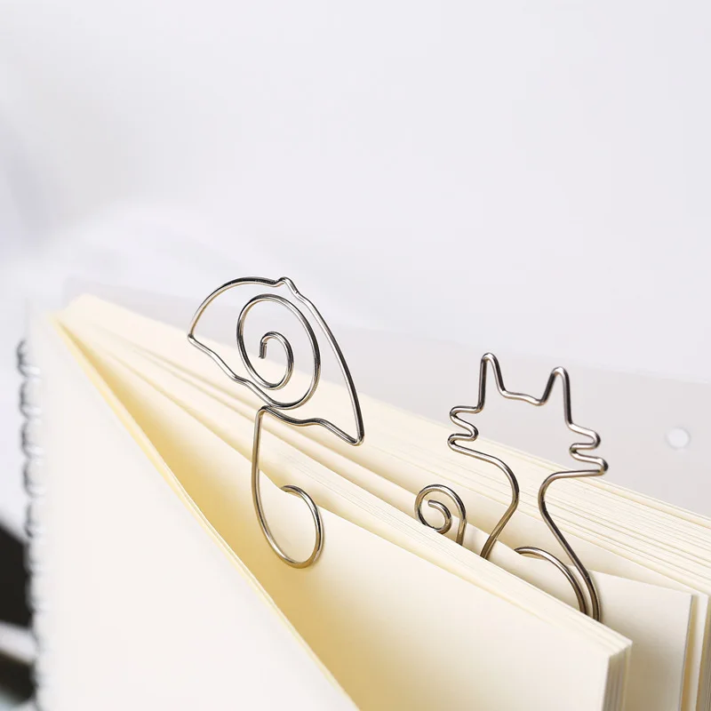 6 шт./лот металлические зажимы для бумаги в форме кота сердца розы серебристые