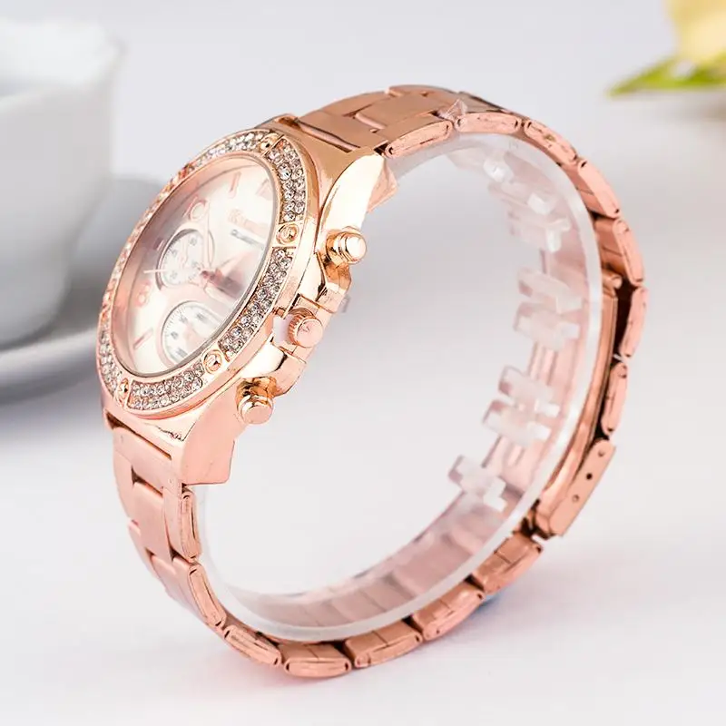 Rose Gold Women Watch Top Brand Luxury Dress Rhinestone Quartz Casual Stainless Steel Wristwatches Female Clock | Наручные часы