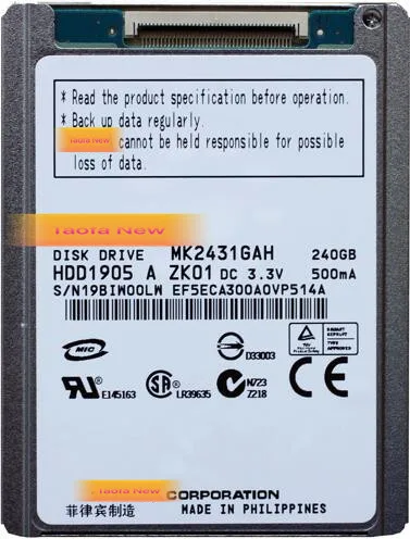 

1.8" ZIF/ PATA / CE 240GB Hard disk drive MK2431GAH For Handycam HDR-XR520E XR550E Video Camera HDD MBA A1237 IPOD VIDEO