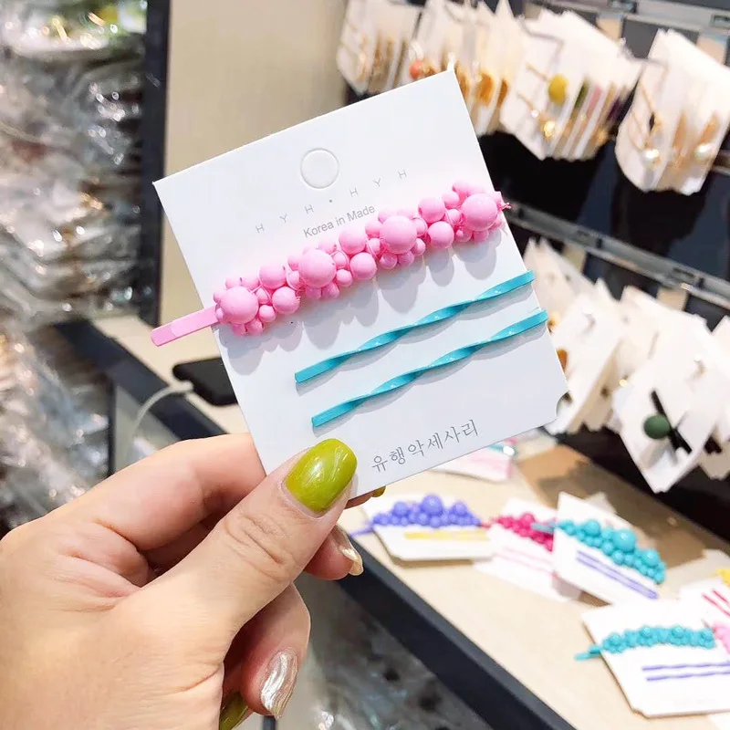 Набор из 3 штук цветных заколок с жемчужинами для волос для девочек и женщин.