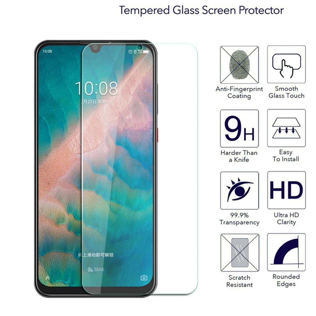 2.5D прозрачная защитная пленка для экрана из прозрачного закаленного стекла zte A606