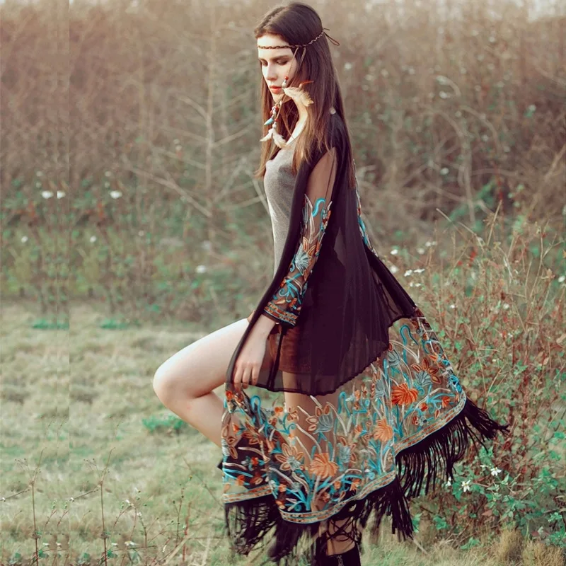 2018 Летние путешествия в национальном стиле кардиган вышивка кисточкой