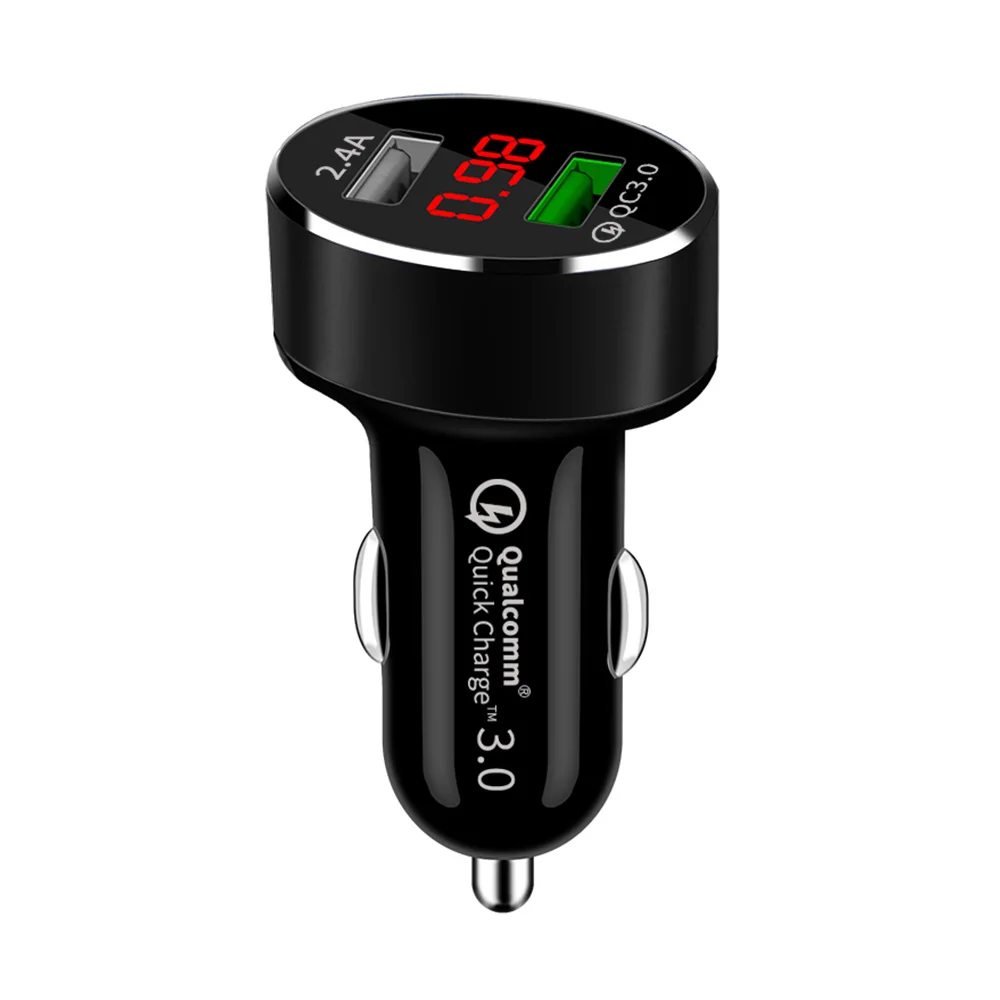 2 Порты устройство для автомобиля с двумя портами USB Зарядное устройство адаптер для iphone X 8 7 samsung S8 S9 зарядный кабель для мобильного телефона для быстрой Зарядное устройство 3,0 - Тип штекера: black charger