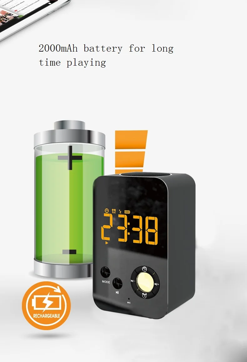 Portable BLE speaker with big battery alarm time LED and FM radio | Электроника