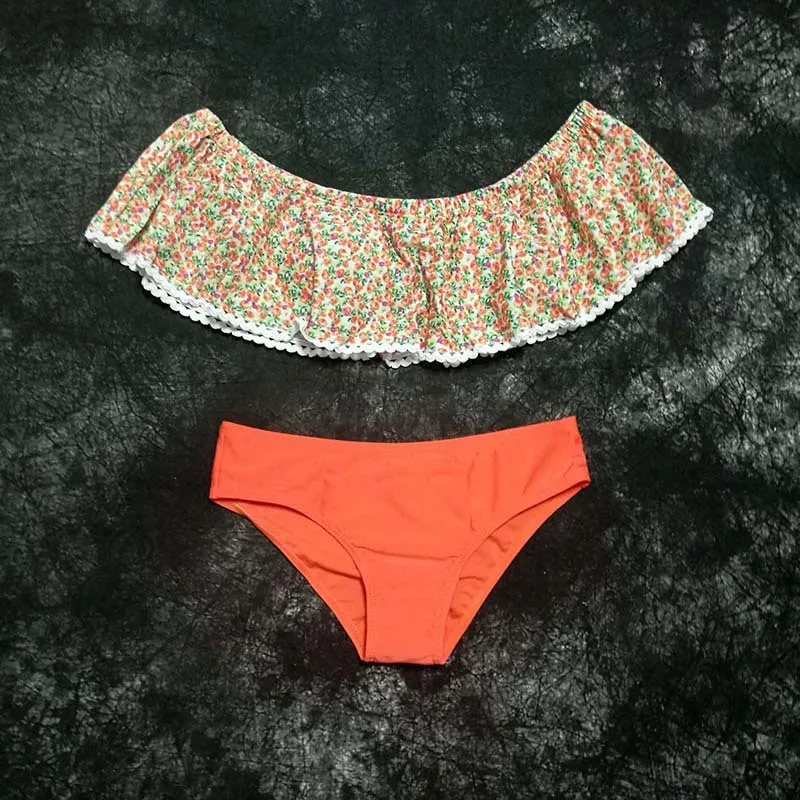 Женский винтажный комплект бикини с чашками пуш-ап и оборками | Женская одежда