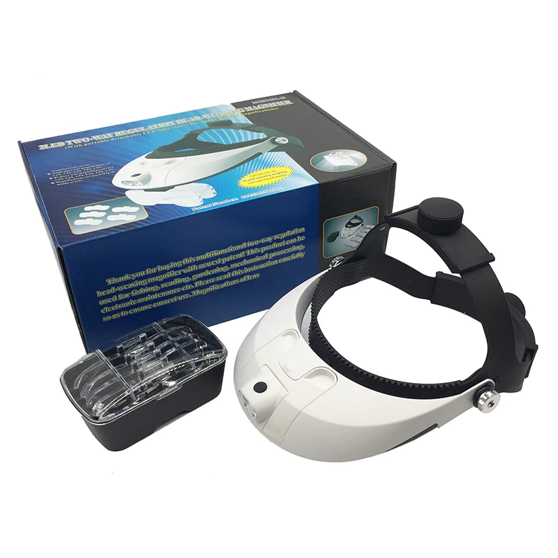 

Headband Magnifying Glass Eye Repair Magnifier LED Light Helmet Style Magnifier Illuminated Loupe With 5 Replaceable lens lupa