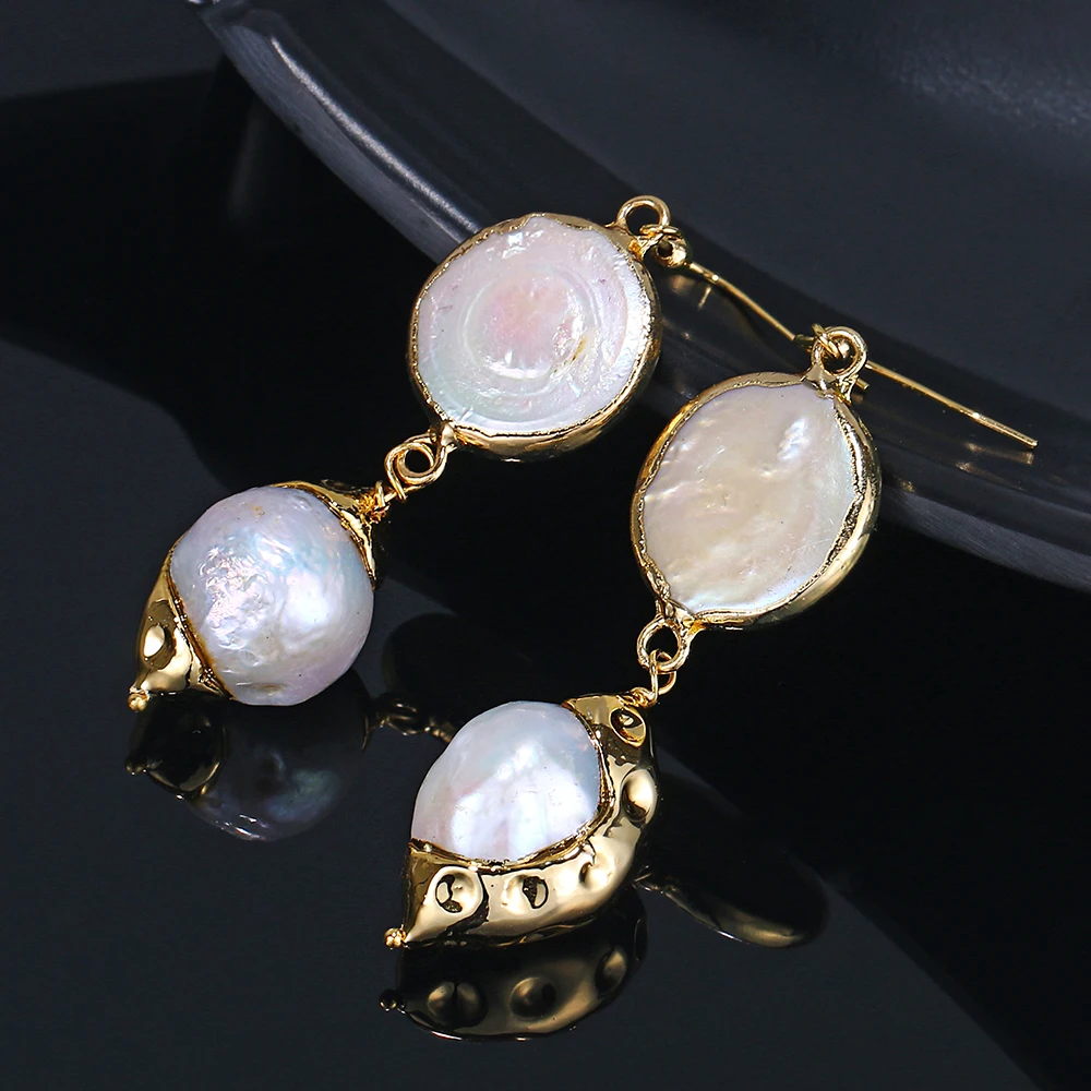 Длинные серьги ручной работы с жемчугом в стиле барокко уникальные подвески из