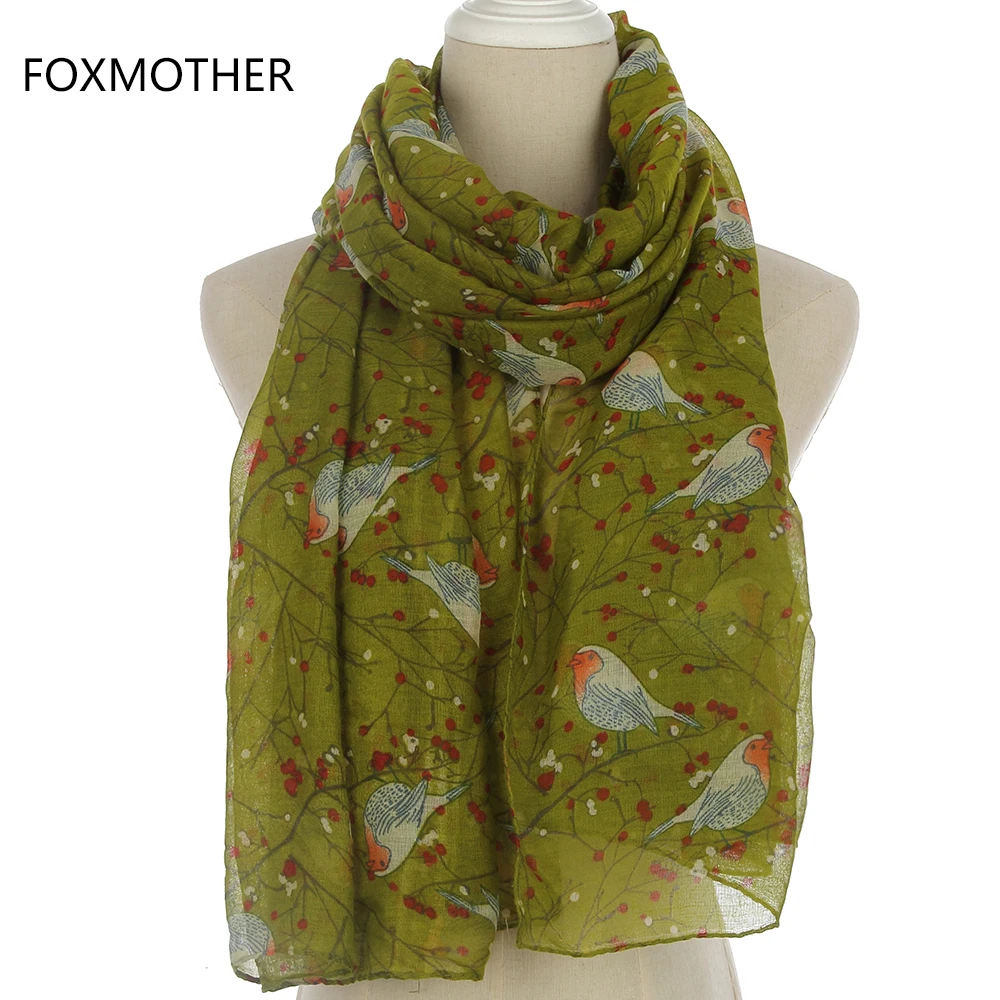 FOXMOTHER легкий мягкий модный бежевый серый Небесно-Голубой птица на дерево кольцо шарфы платки Петля Шарфы женские подарки