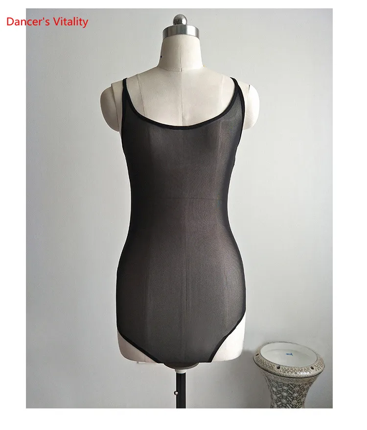 New Women Latin Bodysuit Belly Dance Tops Costume Jumpsuits Water Yarn + Lace Top Black |