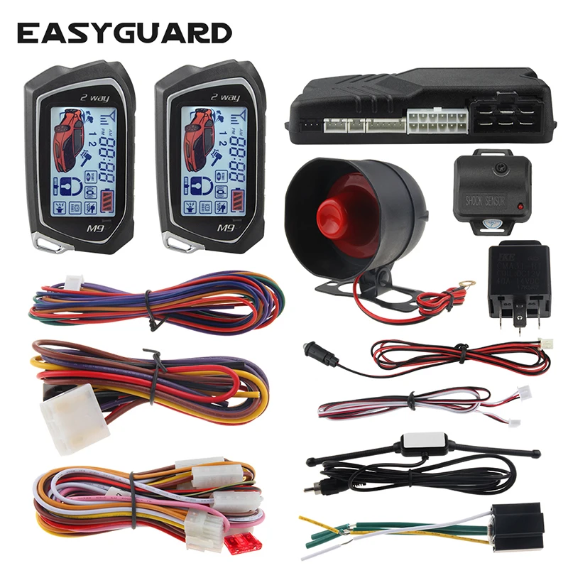EASYGUARD 2 полосная автомобильная система сигнализации большой ЖК пейджер дисплей