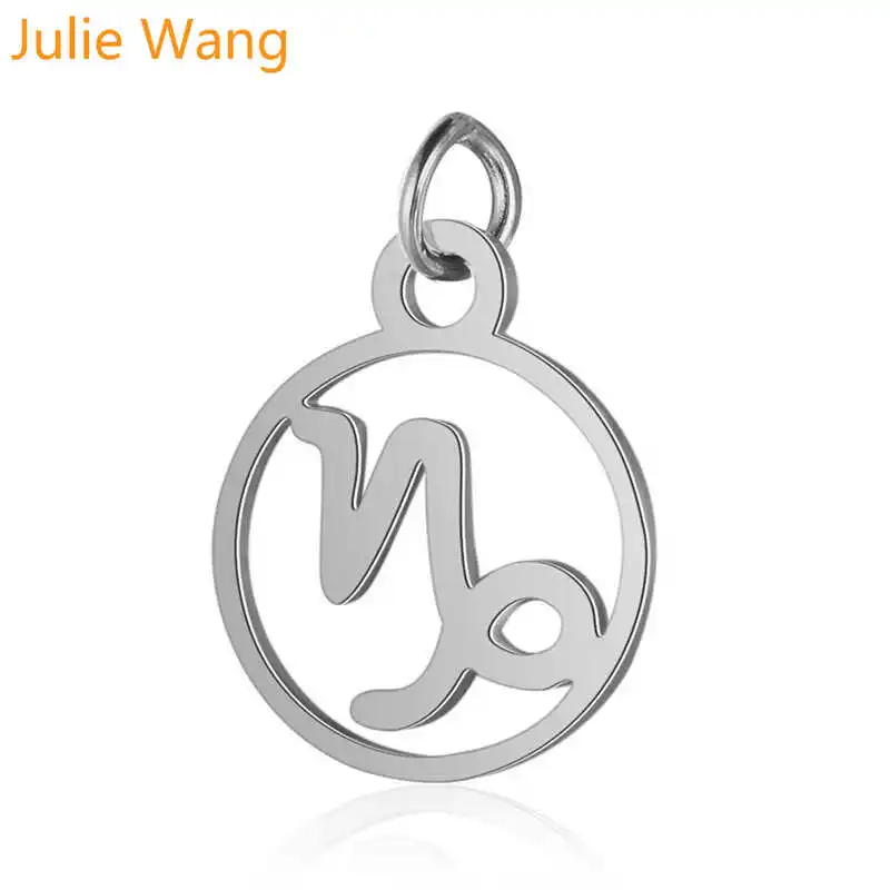Julie Wang 5 шт. 12 созвездия зодиака шармы из нержавеющей стали Модное Имя ожерелье