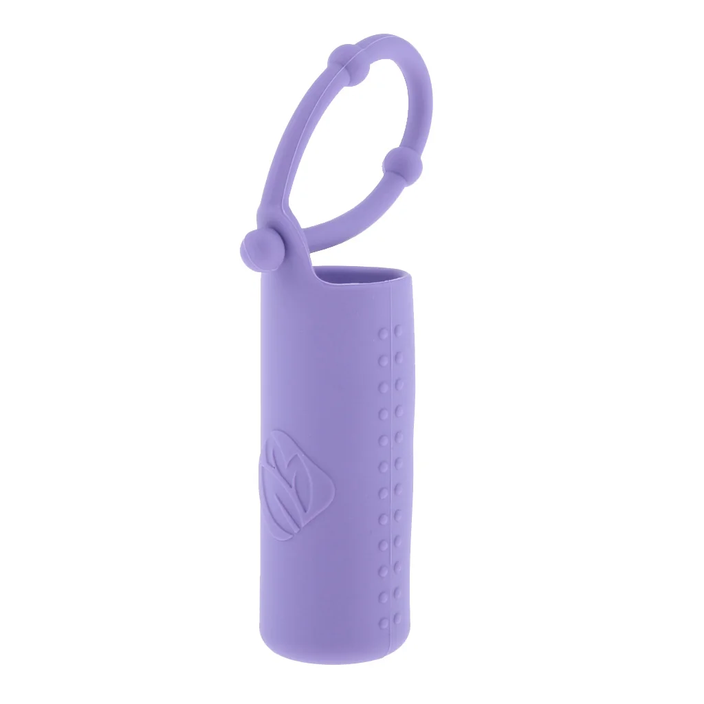 Purple Силиконовый валик держатель бутылки рукав-эфирное масло бутылка протектор-защитный чехол путешествия чехол для переноски кошелек и брелок - Цвет: Purple
