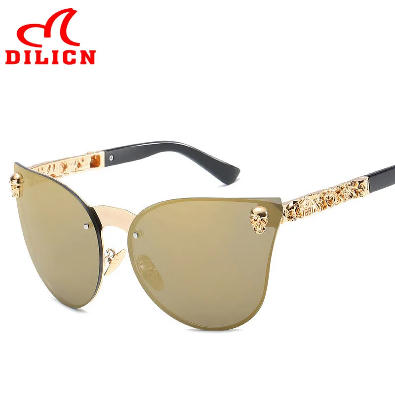 Мужские солнцезащитные очки в стиле ретро с металлическим черепом сеточку