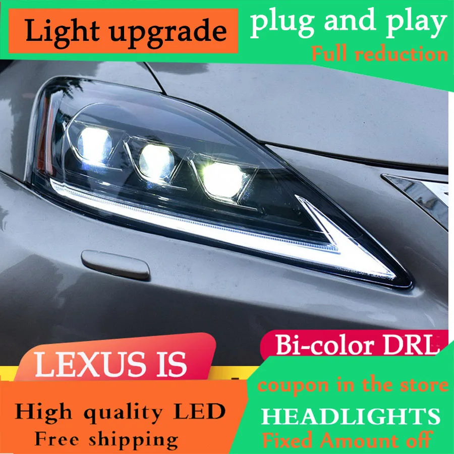 DY_L Стайлинг для Lexus IS фара в сборе фара 2006-2012 ДХО, светодиодная фара дневного света поворотник поворота