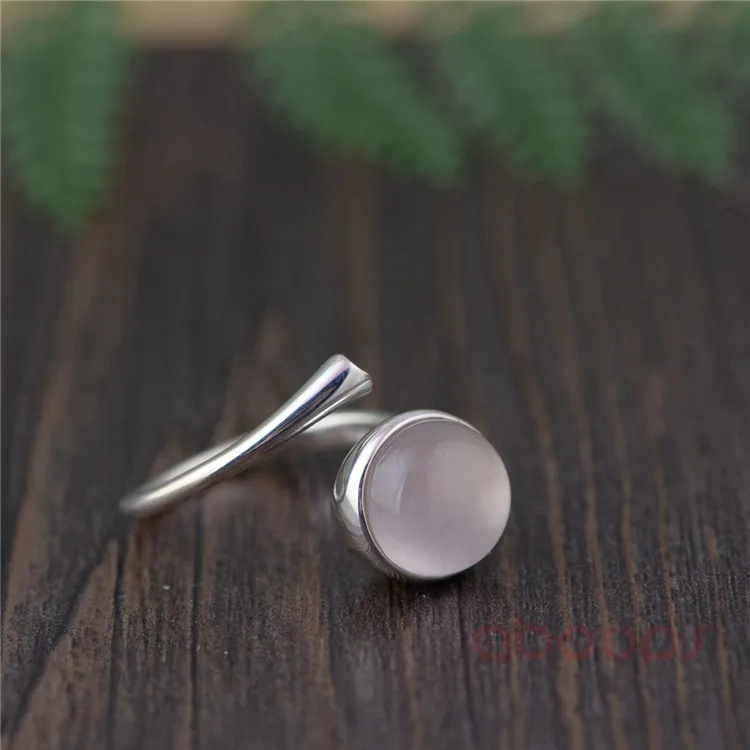 Простое круглое кольцо с розовым камнем из стерлингового серебра 925 пробы для