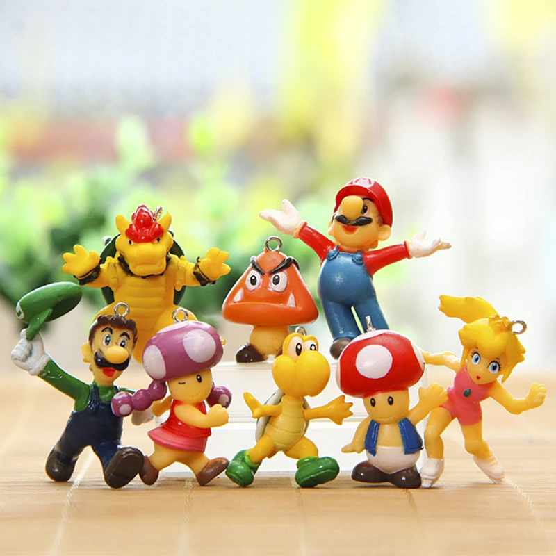 4 шт./лот фигурки Super Mario Bros ПВХ Луиджи Боузер Kinopio персик Koopa фигурка модель игрушки