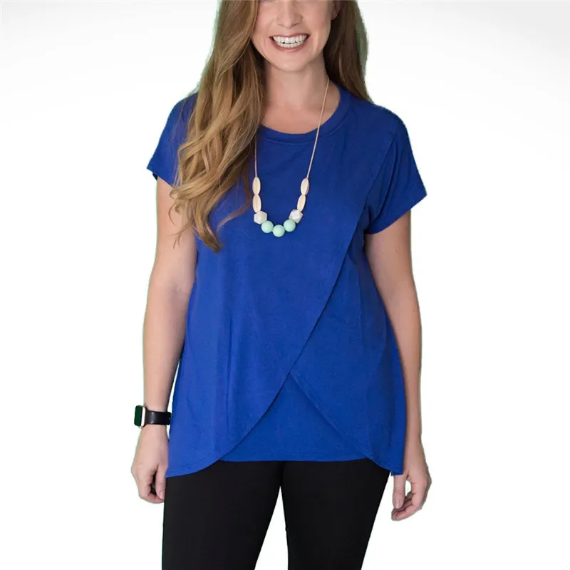 Casual Summer 2019 Solid Maternity Tops Nursing Top Cotton Mom Shirts Breastfeeding Clothes Haut De Grossesse Dropshiping 2 | Мать и