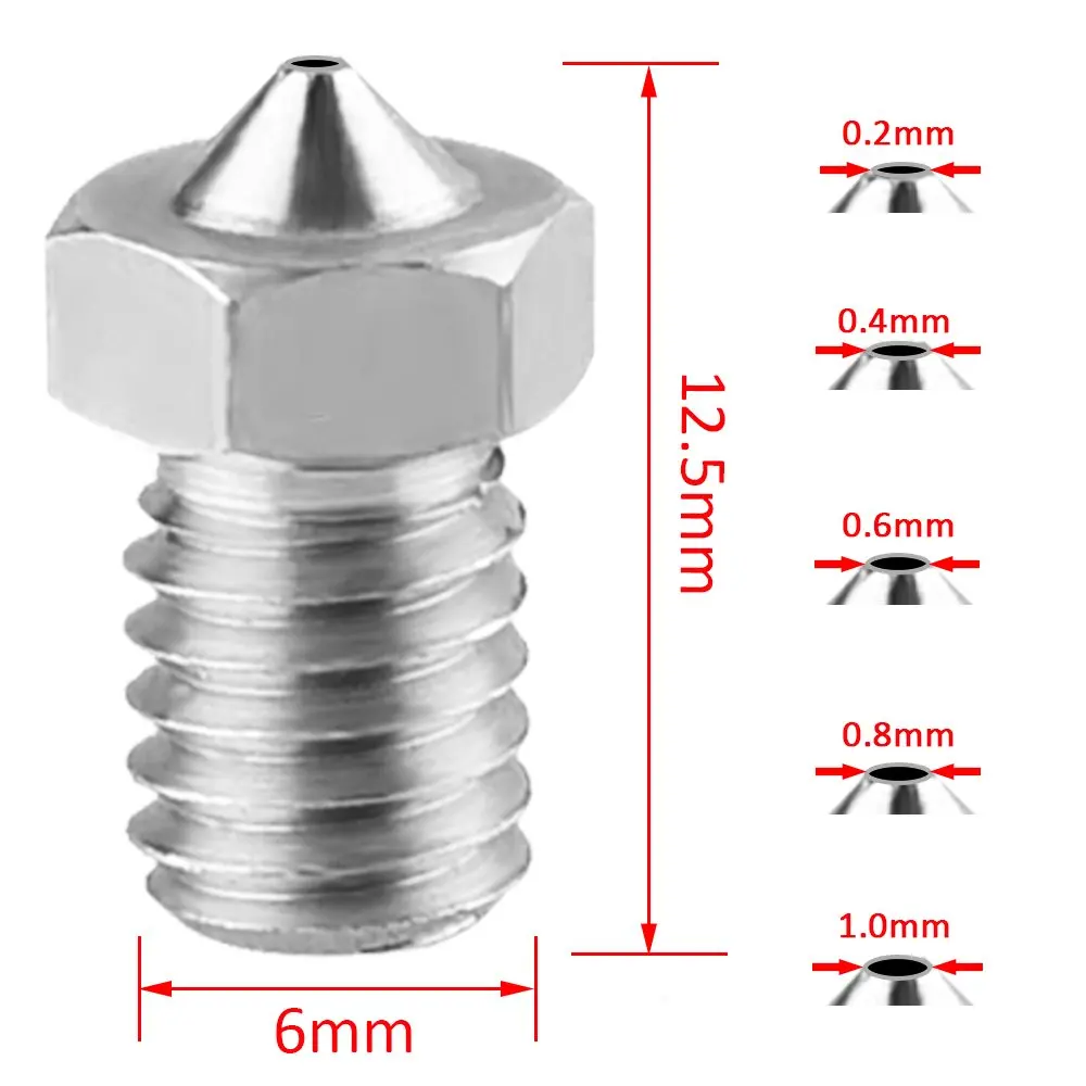 13 Pieces Stainless Steel 3D Printer Nozzles 0.2 Mm 0.4 0.6 0.8 1.0 Extruder Nozzle Print Head For E3D Makerbo | Компьютеры и офис