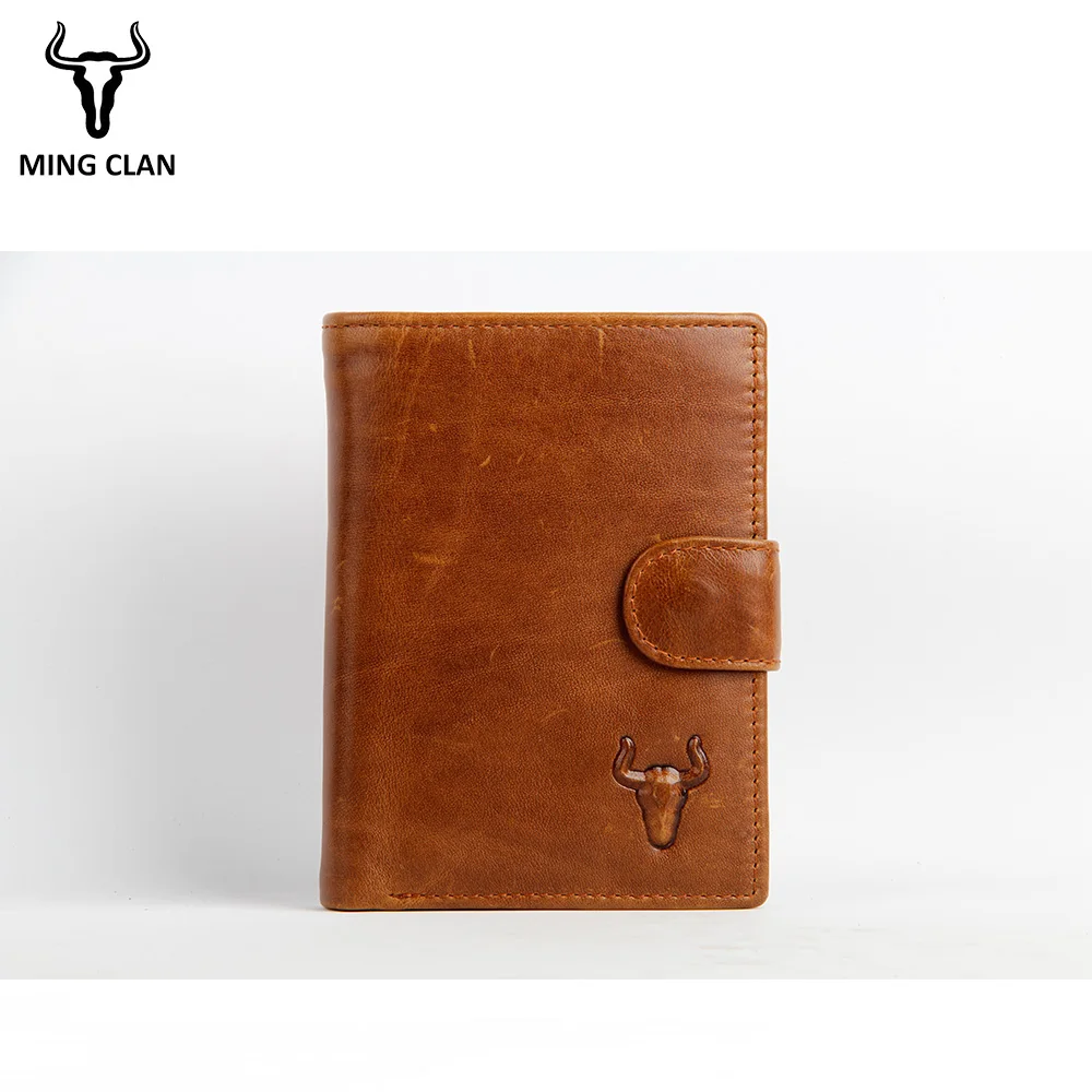 

Мужские бумажники Mingclan из натуральной кожи, короткий кошелек для мелочи, маленький винтажный держатель для карт из воловьей кожи, мужские кошельки с кармашком