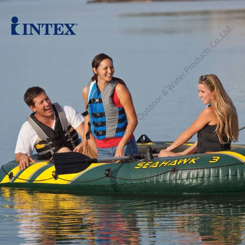 Intex seahawk надувная лодка для рыбалки на 3 человека, ПВХ, 295*137*43 см, лодка с алюминиевым веслом, ручной насос, Бостонский клапан, держатель стержня A06006