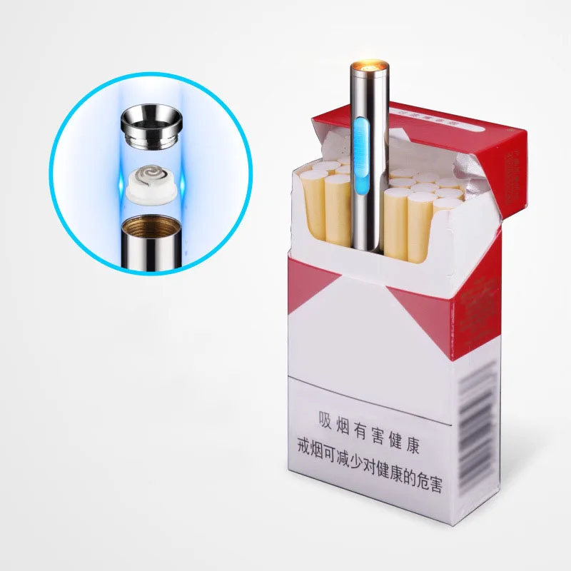 Креативная Мода Мини Портативная usb зарядка Зажигалка металлическая сигарета в