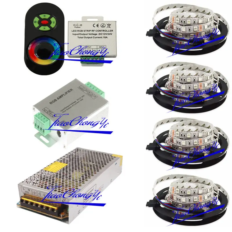 20 м 5050 RGB светодиодный светильник IP20 + 18A сенсорный контроллер усилитель Мощность