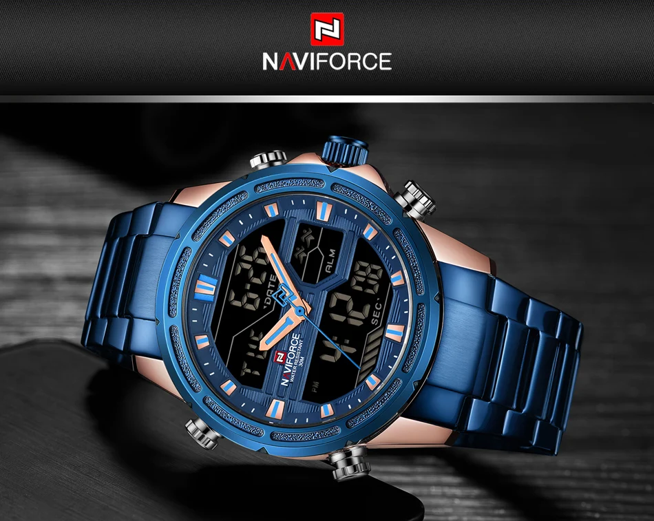 NAVIFORCE Роскошные Брендовые мужские военные спортивные часы мужские водонепроницаемые кварцевые часы из нержавеющей стали мужские часы Relogio Masculino